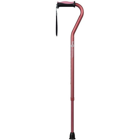 Hugo Adjustable Offset Handle Cane with Reflective Strap, Rose