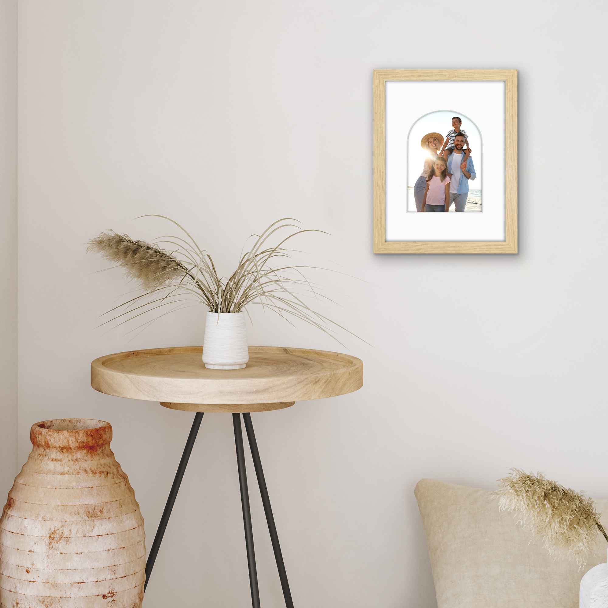 Americanflat 9x12 Picture Frame shaped natural elevate cherished photos unique expertly crafted border black - Oak