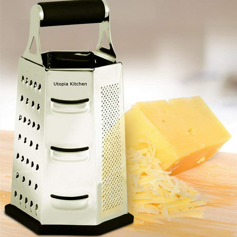 ROBOT-GXG Cheese Box Gratter - Cheese Grater Stainless Steel Handheld -  6-Sided Stainless Steel Box Grater Kitchen Cheese Box Grater Shredder  Stainless Steel Food Grater for Cheese Vegetables 