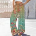thumbnail image 2 of ZHENHONG Casual Pants for Women Womens Wide Leg Palazzo Pants Boho Floral 2025 Summer Beach Culottes Flowy Casual Trousers For Vacation, 2 of 4