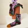 thumbnail image 3 of Retro three-dimensional relief socks thin women's mid length tube socks, 3 of 8