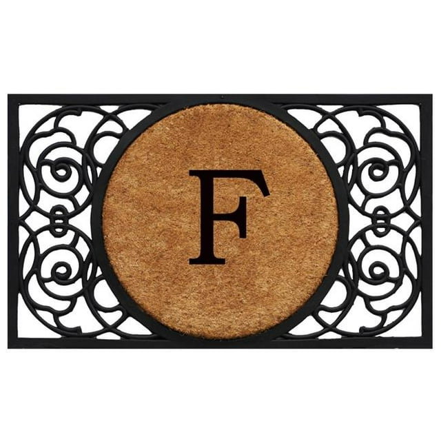 Calloway Mills 180031830F 18 x 30 in. Armada Circle Monogram Rectangular Doormat, Natural & Black - Letter F