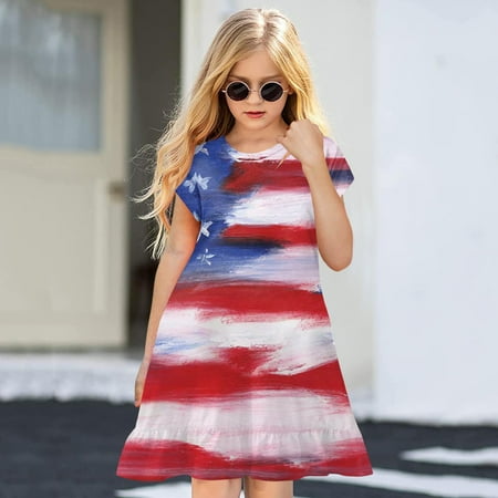 

PEASKJP Long Dresses for Girls Toddler Girls Short Sleeve Princess Dress Flora Printed Prom Ball Gown Dress Red 9-10 Years