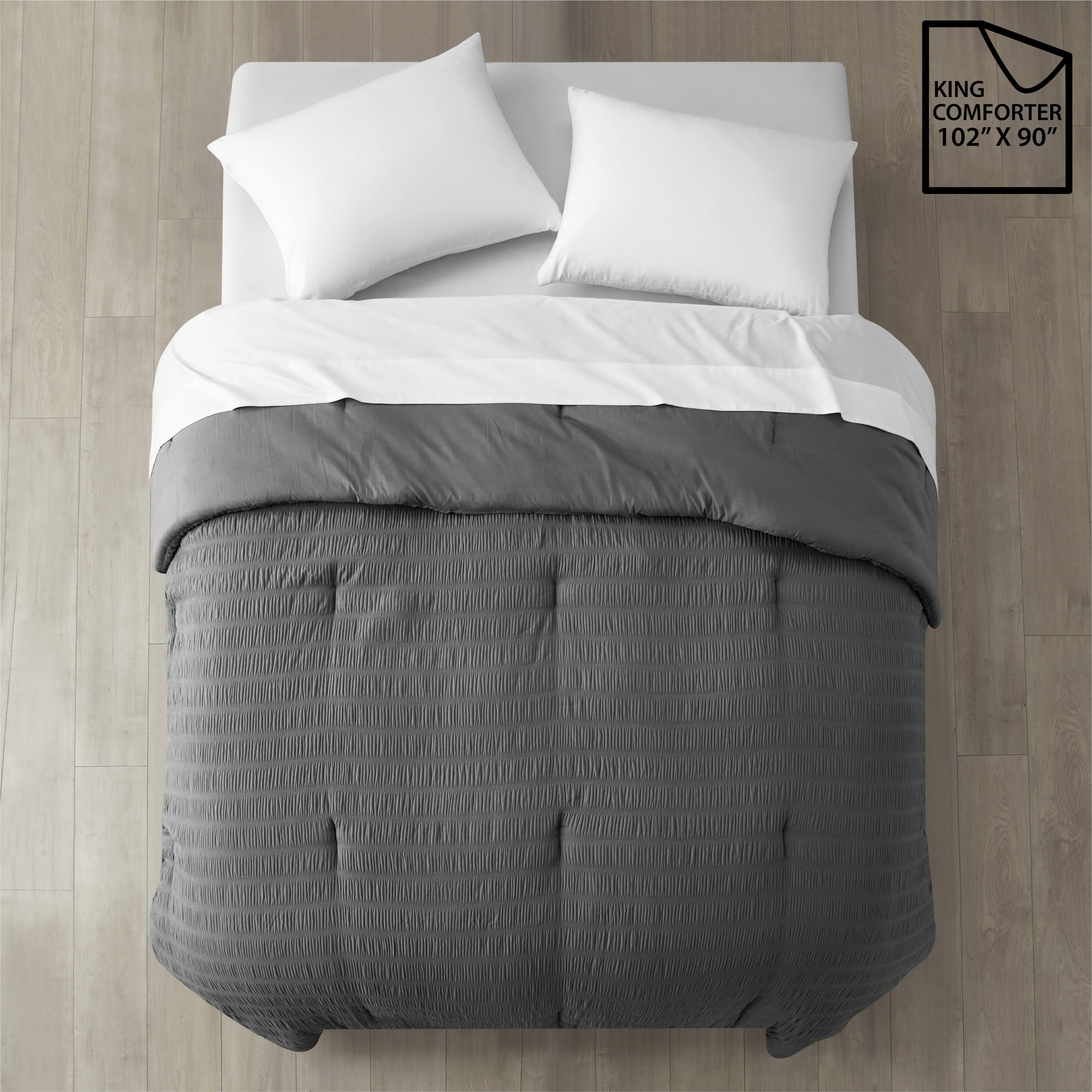 Style House Grey Crinkle Comforter for Teens Adults Seniors, King