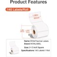 thumbnail image 2 of WWS-2 x 2 Square Thermal Labels, 2 inch Round Thermal Sticker for Business and Home, for Label Printer, for M110/M220/M221 Label Maker420 Labels/3 Roll for Printer, White, 2 of 4