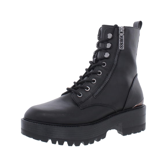 Guess Womens Fearne Leather Ankle Combat & Lace-up Boots
