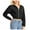 Black, variant on Casual Engagement Party Ladies' Hooded Sweatshirt Corduroy Zip Up Cropped Hooded Shirt Jacket Blouse for Women Casual Comfort Wear with Front Pocket Black M