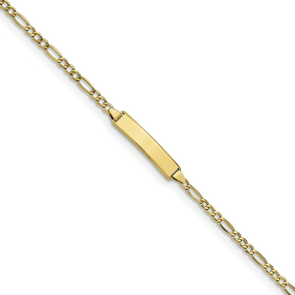 Primal Gold 10 Karat Yellow Gold Semi-solid Figaro Link ID Bracelet