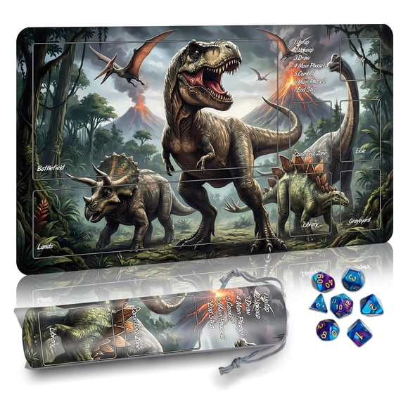 Tapete de juego Partypda para MTG 61 x 36 cm, impermeable, antideslizante, con dados