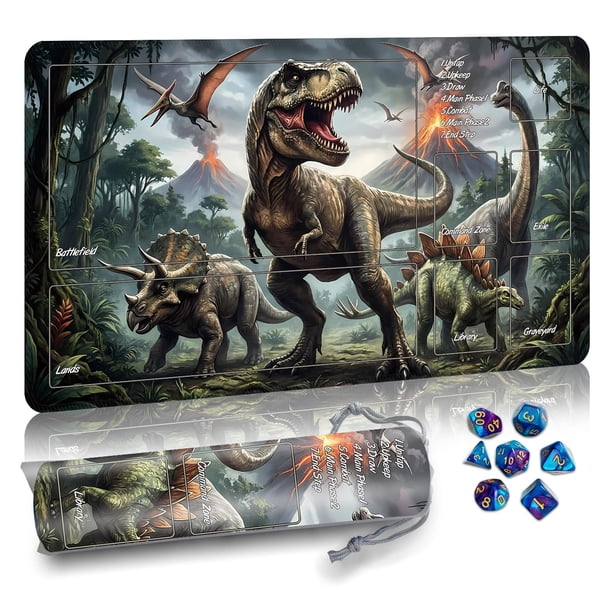 Tapete de juego Partypda para MTG 61 x 36 cm, impermeable, antideslizante, con dados