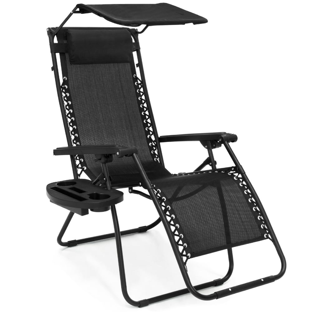 Best Choice Products Folding Zero Gravity Recliner Lounge Chair w/ Canopy Shade and Cup Holder