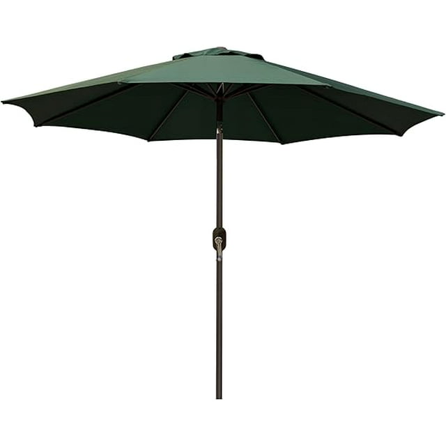 Parasol de Patio Extérieur 9 Pi (2,7 m), Parasol de Table Extérieur, Parasol de Cour, Parasol de Marché avec 8 Nervures Robustes, Inclinaison à Bouton-Poussoir et Manivelle