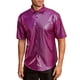 thumbnail image 4 of Camisas INSPIRE CHIC para hombres, de manga corta, con botones, para discotecas, promociones, brillantes, fiesta, camisa disco de los 70, 2XL, rojo rosa, 4 of 5