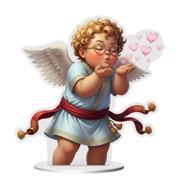 Uuiauoio Valentine's Day Decorations 2D Acrylic Angel Desktop Statue Cupid/Couple Valentine's Day Figurine Romantic Decoration Table Home Party Ornaments