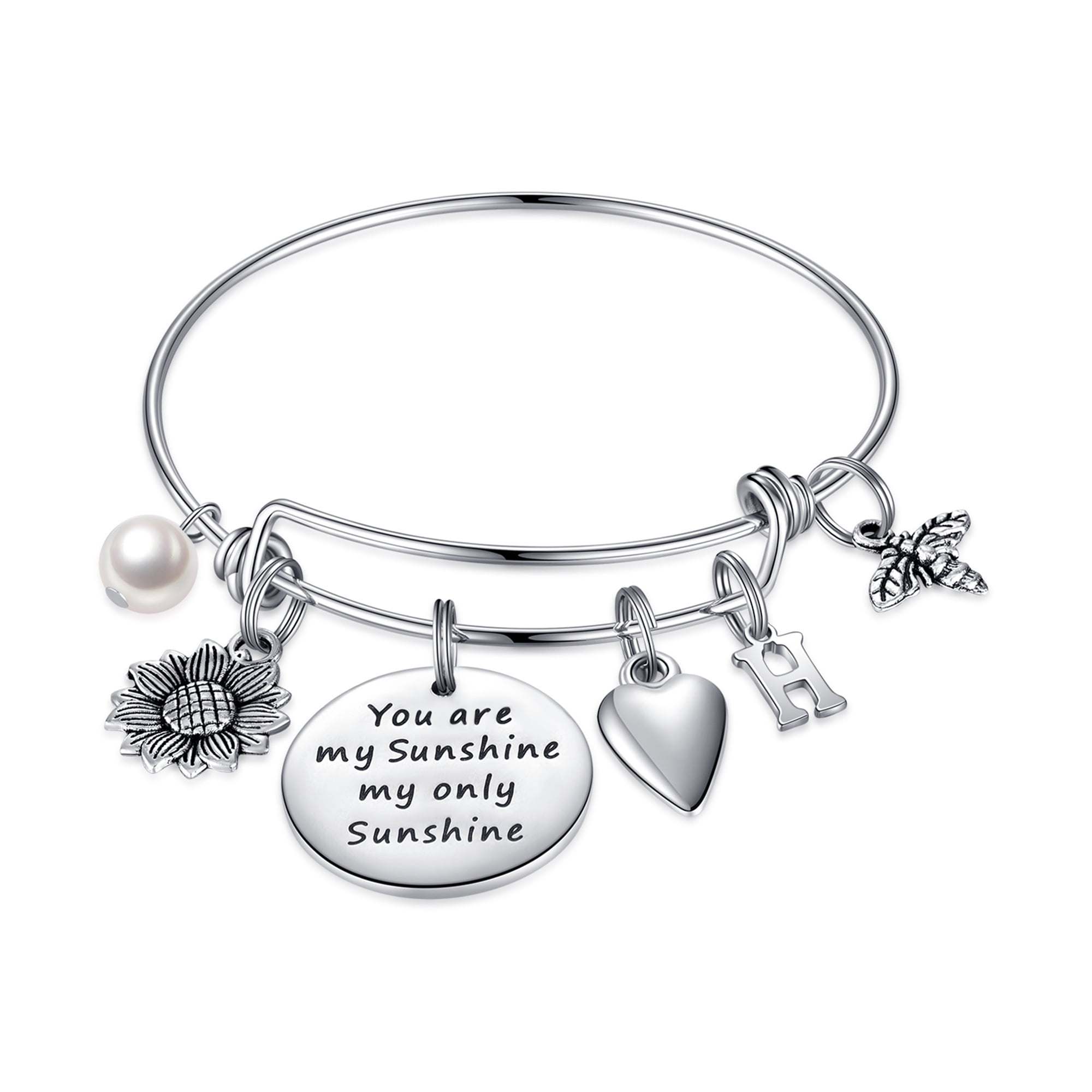 TINGN Sunflower Charm Bracelets for Women Girls Expandable Bangle Bracelets