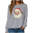 thumbnail image 5 of larppty Women's Retro Santa Xmas Holiday Sweatshirts - Merry Christmas Pullovers Party Outfits (Grey, M), 5 of 6