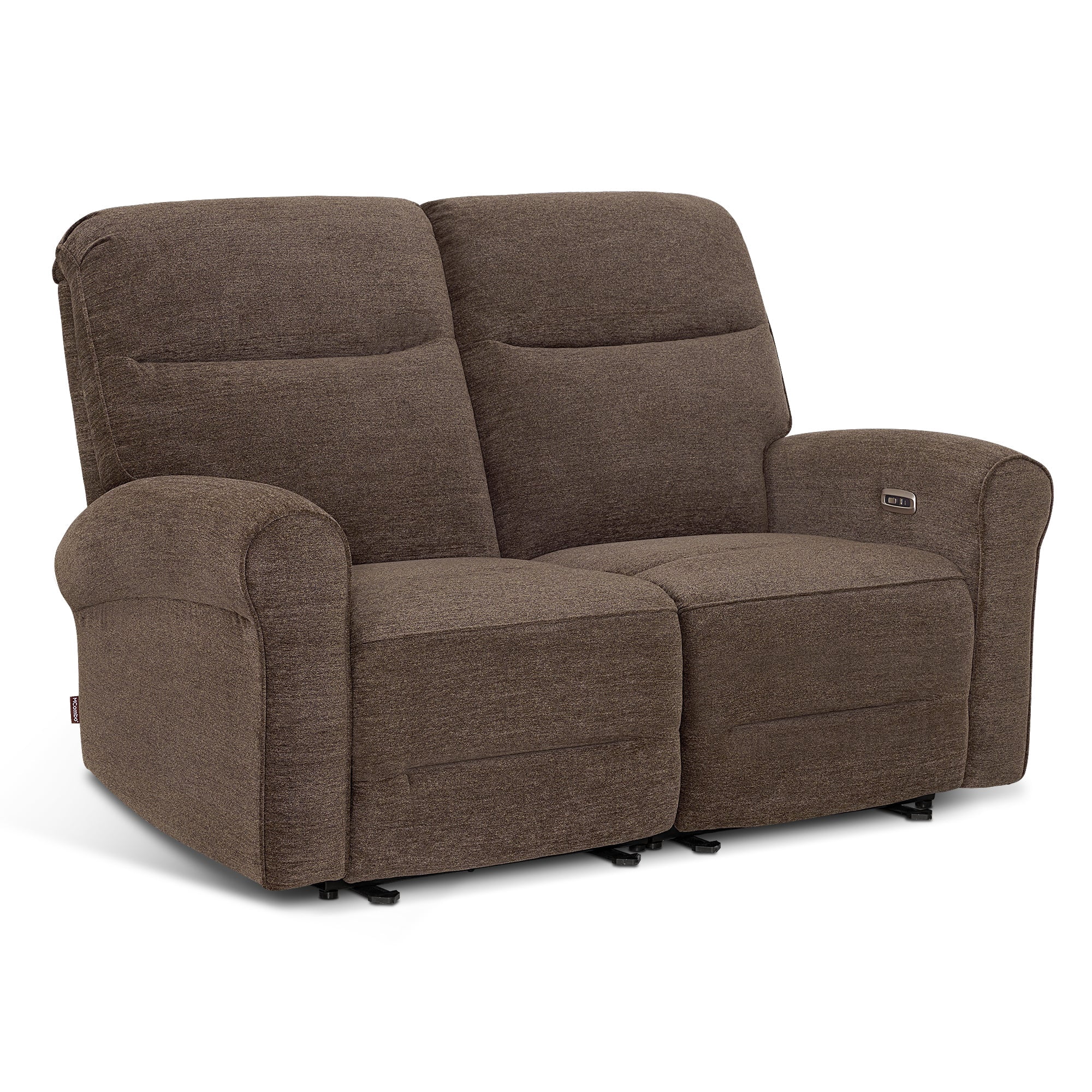 MCombo 64.6" Wall Hugger Power Loveseat Recliner Sofa with USB Ports, Reclining Loveseat for Small Spaces Living Room RV, Fabric PR635M1 (Brown)