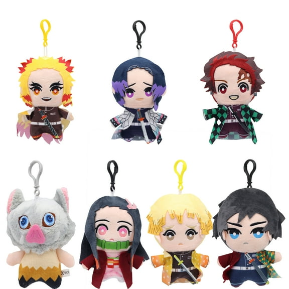 Demon-Slayer: Kimetsu no Yaiba Mini Plush Toys - Plush Hangings, 7-Piece Set