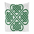 thumbnail image 1 of Celtic Soft Flannel Fleece Throw Blanket, Monochrome 4 Leaf Clover Flower Shaped Timeless Celtic Form Gaelic, Cozy Plush for Indoor and Outdoor Use, 60" x 80", Green White, by Ambesonne, 1 of 6