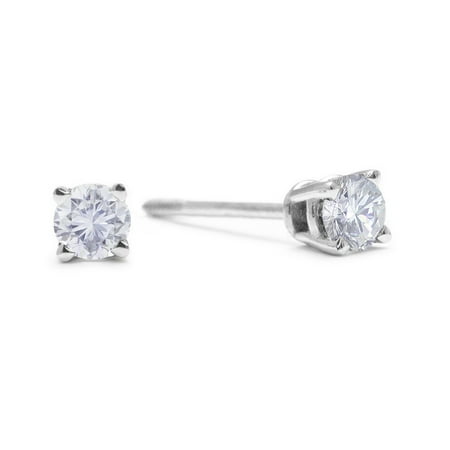 14 Karat White Gold Diamond Stud Earrings 1/4 Carat tw.