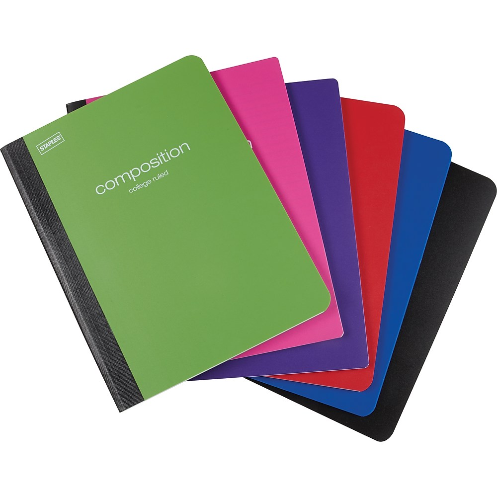 Staples Poly Composition Notebook, College Ruled, Assorted, 24 pack