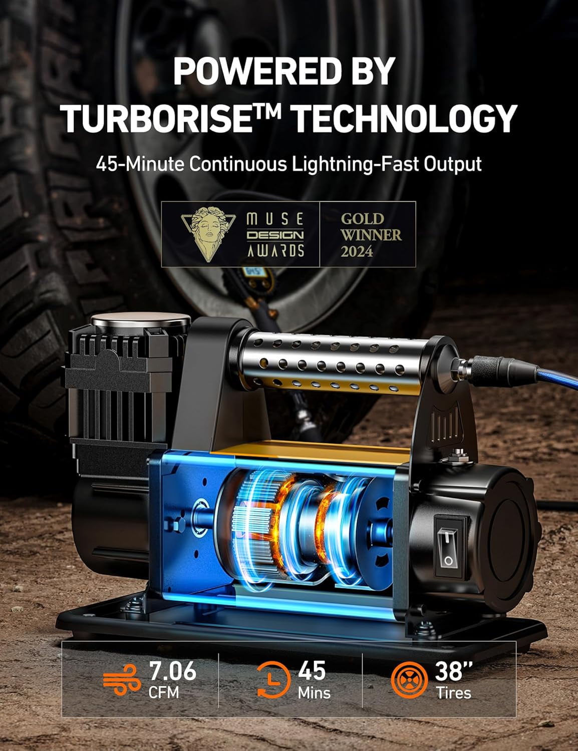 AstroAI Air Compressor Offroad, Heavy-Duty Truck Tire Inflator, Portable Air Pump with 7.06 CFM, AirCtrl, 12V 150 Psi for 4 × 4 SUV Vehicle RV ATV
