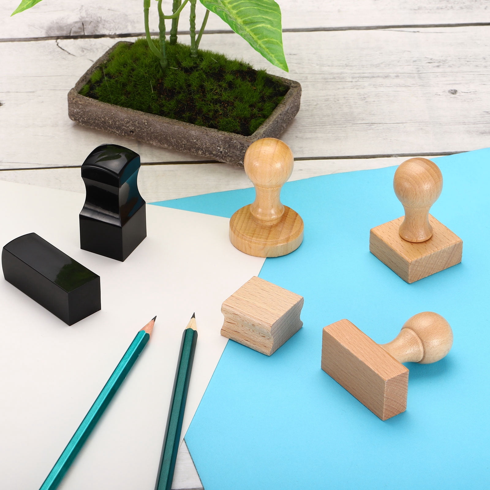 Unique Bargains Wooden Knobs Stamp Mounts for Stamp Making DIY Scrapbooking 1.38" x2.36"