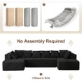 thumbnail image 6 of 130'' Cloud Modular Sectional Sofa, Black U-Shaped Couch with Chaise Lounge, Striped Corduroy Upholstered 4-Seater with Pillow Back Cushions & Square Arms, 6 of 7
