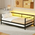 thumbnail image 4 of Twin Size Metal Daybed with Pop Up Trundle and LED Lighting, Black, 4 of 15