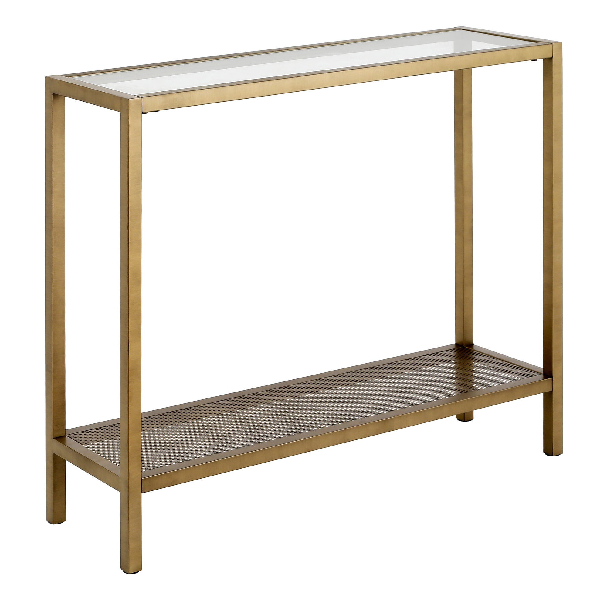 Evelyn Zoe Contemporary Metal Console, Metal Console Table With Glass Top