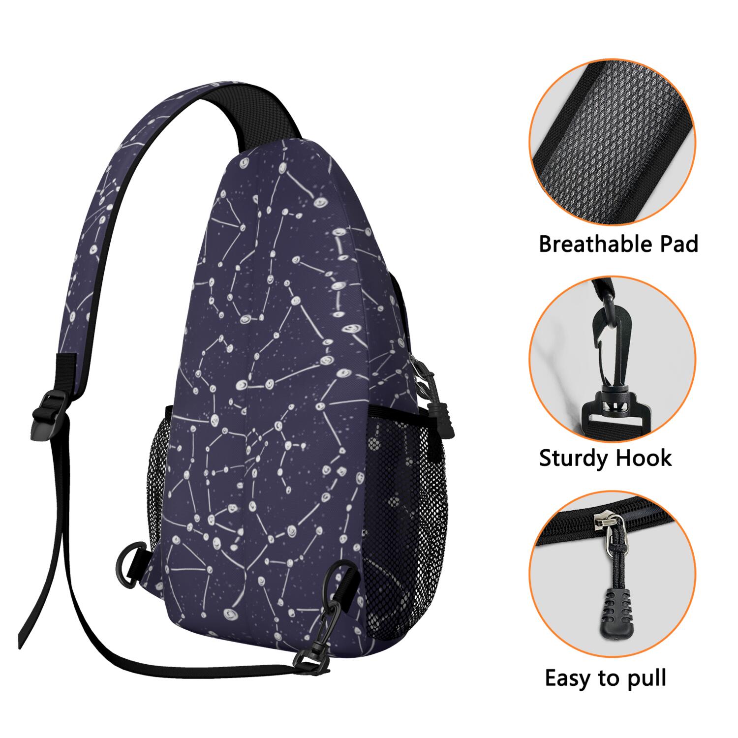 Space Galaxy Sling Bag for Men & Women - Anti-Theft Crossbody Chest Bag with Spacious Pockets - Durable & Comfortable for Hiking, Biking, Travel