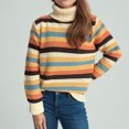 thumbnail image 5 of Jjayotai Women Striped Color Block Sweaters Clearance, Mock Neck Long Sleeve Loose Soft Fuzzy Knit Pullover White S, 5 of 6