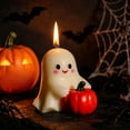 thumbnail image 6 of Cute Ghost Holding Pumpkin Scented Candle, Halloween Decorative Ghost Shaped Wax Candle, Spooky Tabletop Fragrance Ornament for Fall Harvest Party Home Decor, 6 of 8