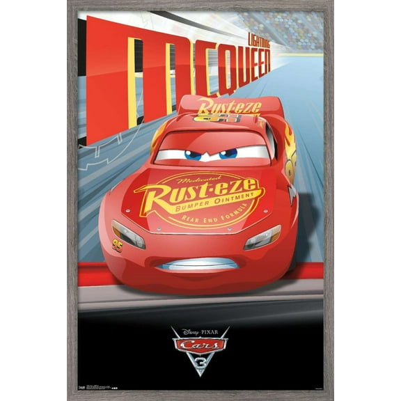 Disney Pixar Cars 3 - Lightning Wall Poster, 22.375" x 34", Framed