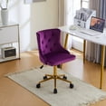 thumbnail image 6 of UBesGoo Armless Office Chair Flannel Computer Task Chair Adjustable Swivel Vanity Chair with Ergonomic Backrests and Wheels for Conference and Home Purple & Gold, 6 of 8