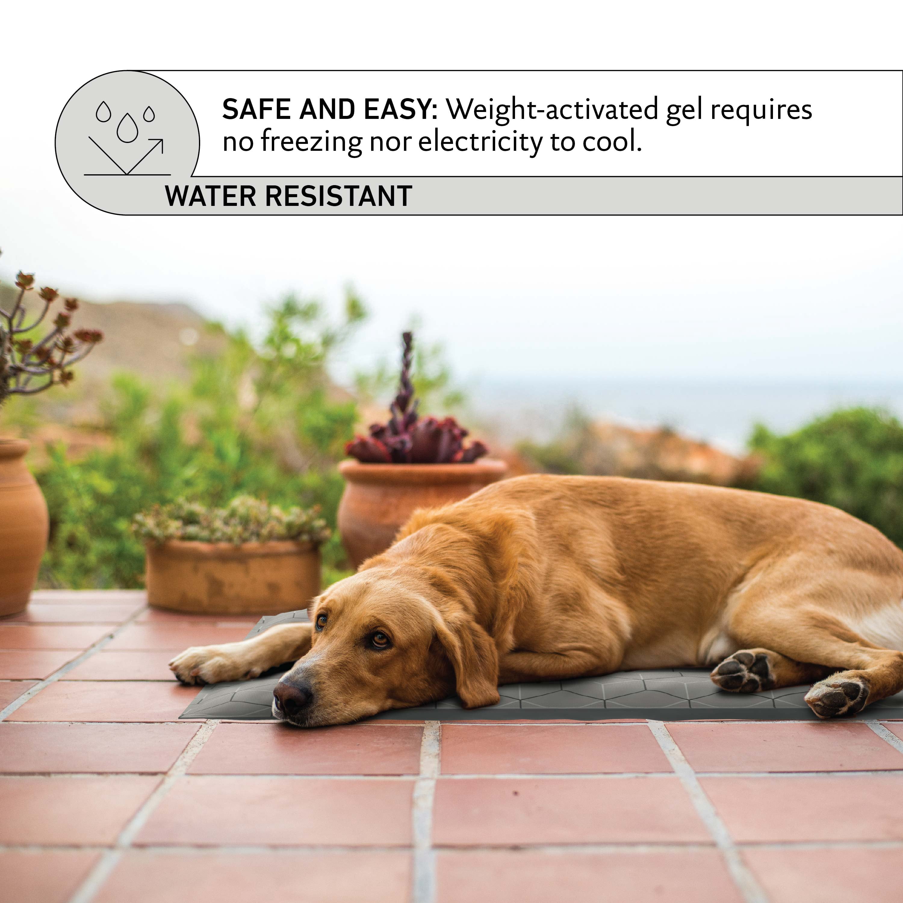Reversible Dog Cooling Mat, Pressure-Activated Cooling Mat with Gel Technology, Gray