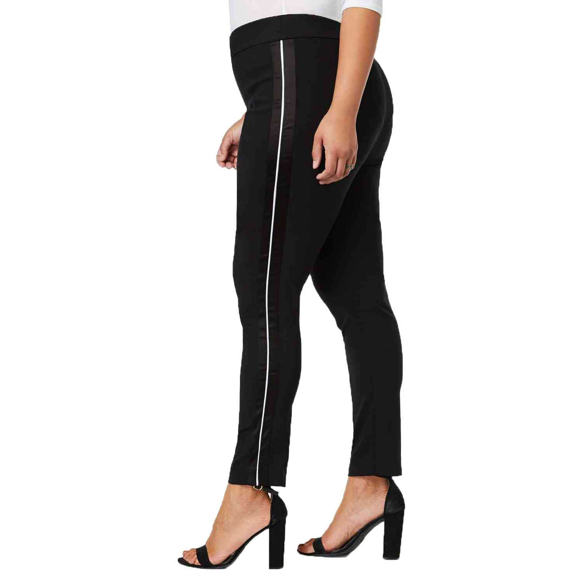 I N C Womens Satin Stripe Casual Trouser Pants Black 14w Other
