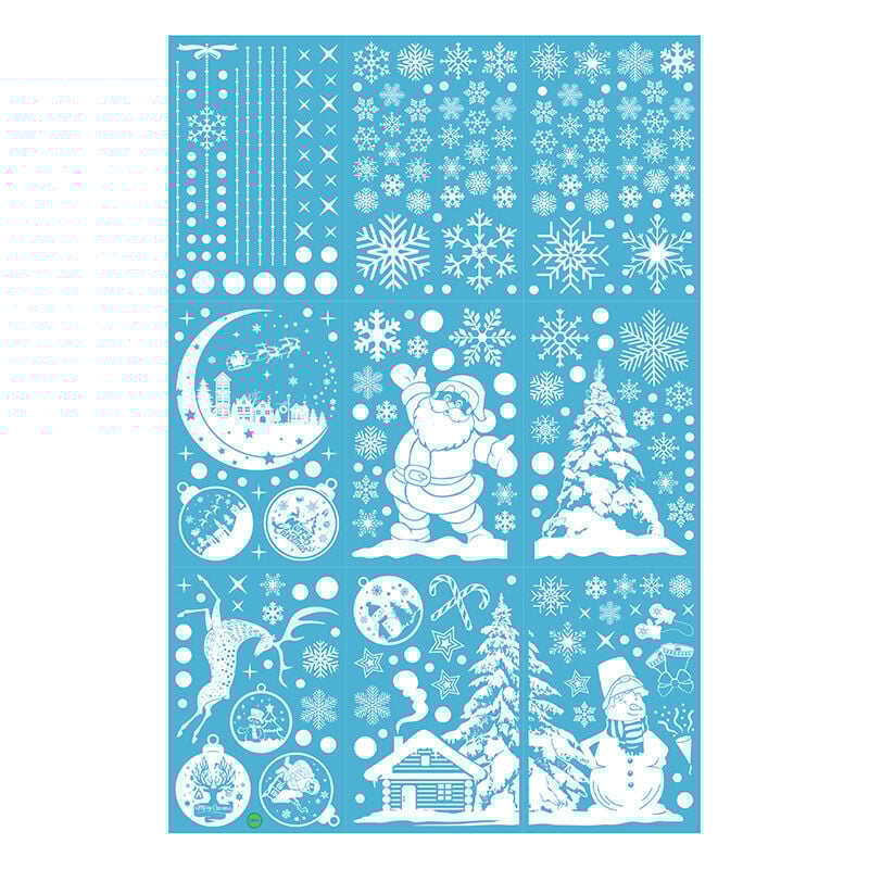 9 Sheets Christmas Window Stickers, Snowflakes Christmas Decoration
