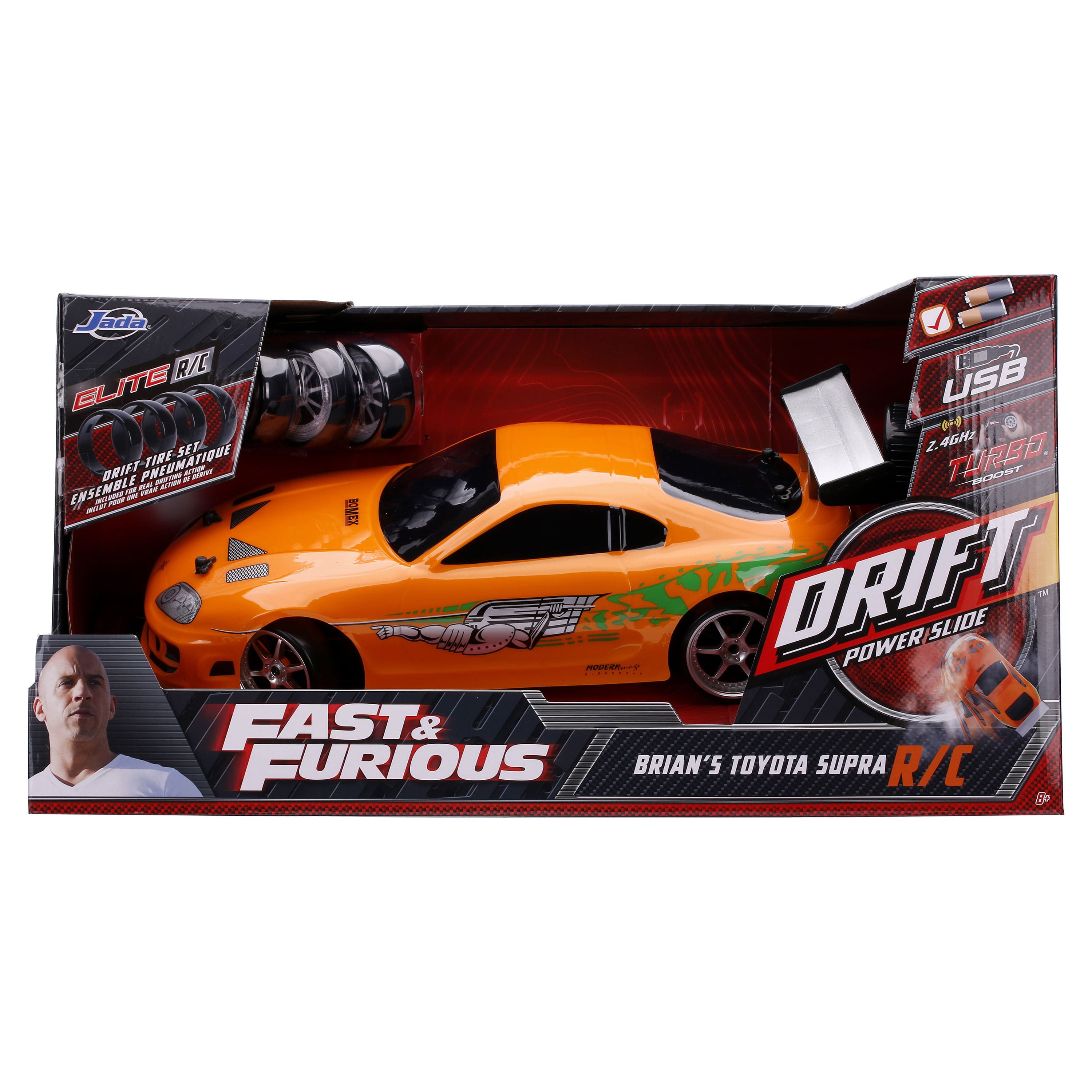 Jada Toys (1:10) Nissan RX-7 Fast & Furious Drift Battery-Powered RC Car,  GT-R R35 