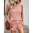 thumbnail image 2 of 2 Piece Short Set for Women Sleeveless Halter Tank Top and Shorts Lounge Set Two Piece Summer Vacation Beach Set Pink XXL, 2 of 6