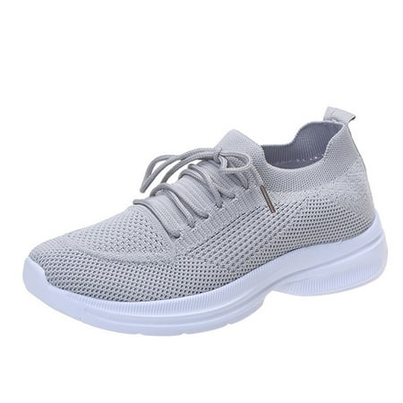 

new home gifts for home Women s Fashion Shoes Flat-Bottom Mesh Breathable Wedges Casual Sneakers Cloth Grey