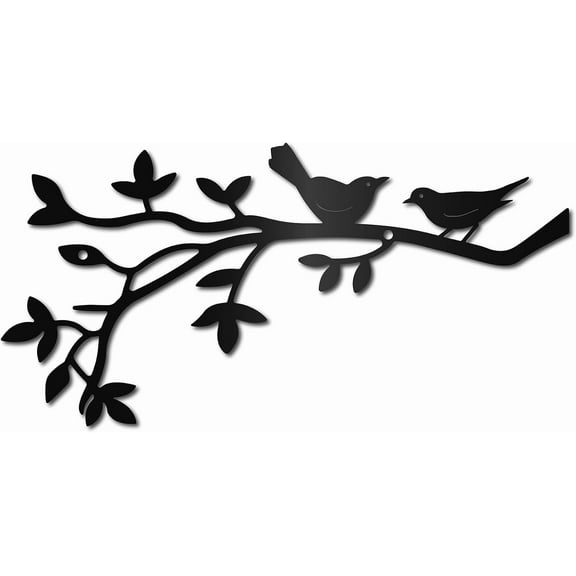 Birds on The Branch Wall Decor Bird Silhouette Metal Wall Signs Black Hanging Sculpture for Home Office Bedroom Living Room Indoor Outdoor Christmas Artwork 5.9x11.8inch Colorful