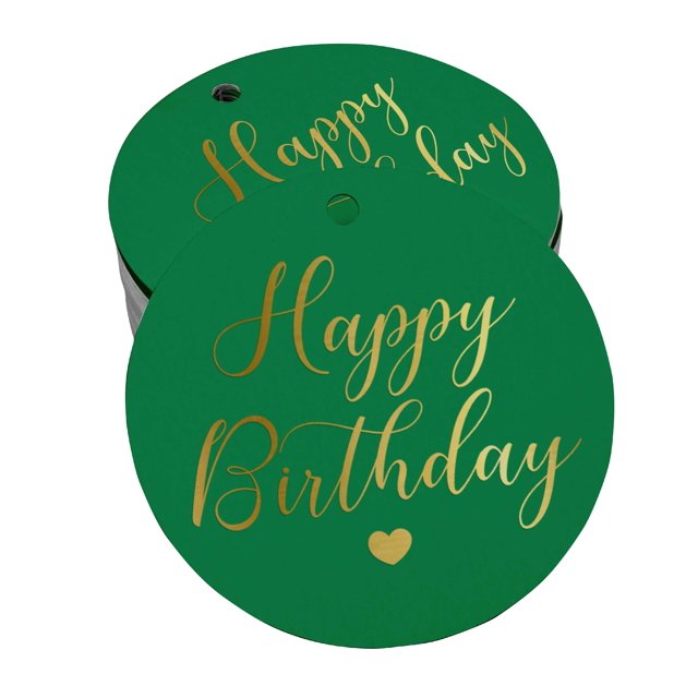 Inkdotpot 100 Pack Real Gold Foil Paper Tag Happy Birthday Favor Hang Tag