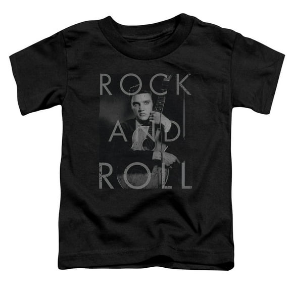 Trevco ELV839-TT-1 Elvis Presley & Rock & Roll Short Sleeve Toddler T-Shirt, Black - Small - 2T