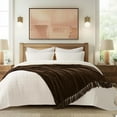 thumbnail image 5 of EVERGRACE Soft Chenille Throw Blanket for Couch, Cozy Plush Fuzzy Decorative Chenille Knit Throw Blanket with Tassels, Lightweight Blanket and Throws for Bed Sofa Gift Home Decor, Dark Brown 60"x80", 5 of 8