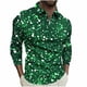 thumbnail image 2 of Blusa y camisa de manga larga con cuello vuelto para hombre, jersey de solapa de manga larga con cremallera, blusa informal con estampado BlingBling a la moda para hombre, poliéster, 2 of 5