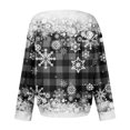 thumbnail image 6 of Women's Autumn Winter Snowflake Print Top Waffle Henry Shirt for Winter Themed Comfortable and Casual Shirts with Loose Knit,Black,L, 6 of 7