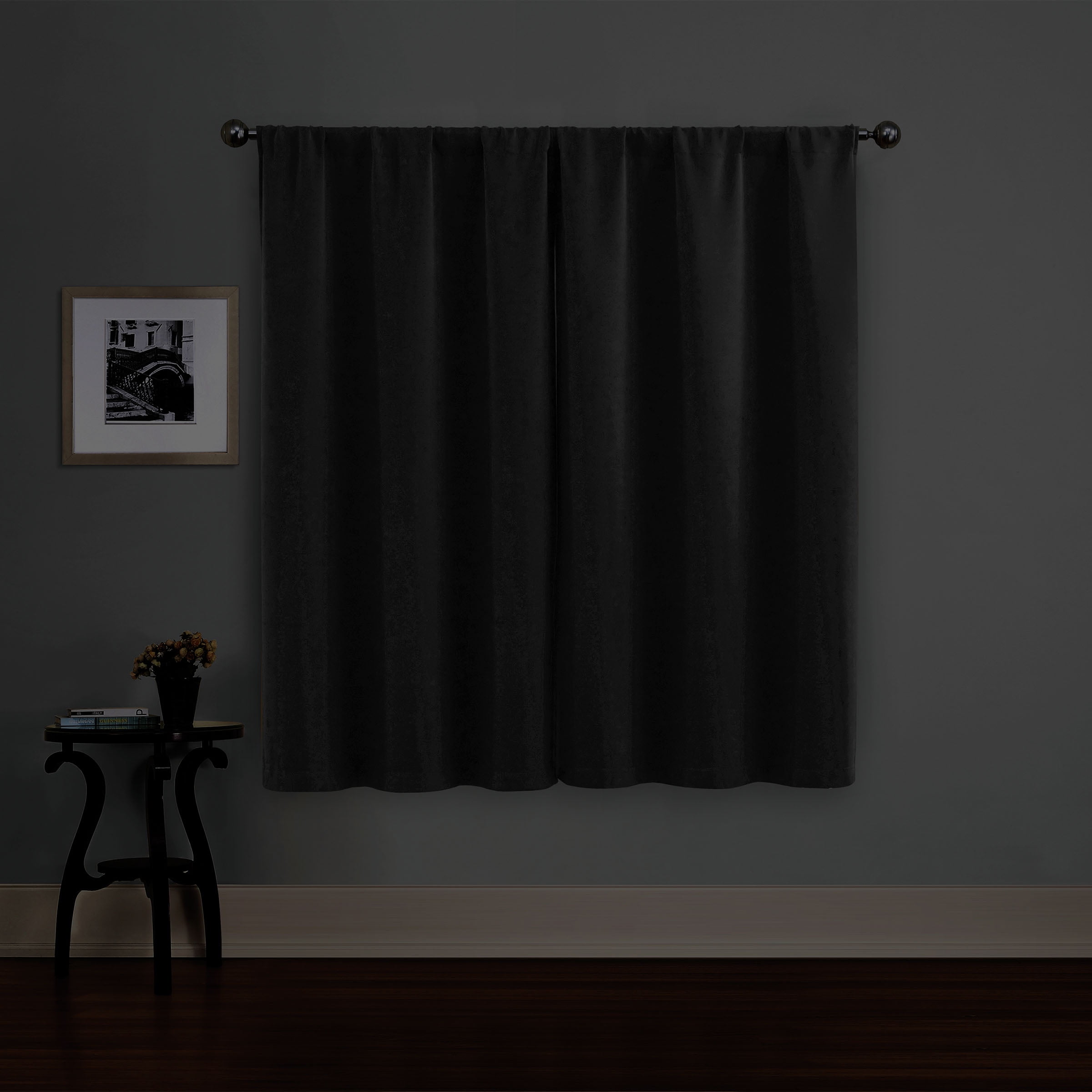 (3 pack) Eclipse Phoenix Solid Blackout Curtains, 63 Inch Long, Set of 2, Smoke, 37" W x 63" L