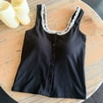 thumbnail image 5 of Pounoo Women's Tank Tops Sleeveless Button Front Contrast Trim Solid Casual Tops Summer Street Style Lightweight Breathable Shirts Gift, 5 of 6