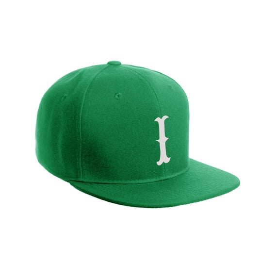 Daxton Classic Snapback Flat Bill Visor Vintage Custom Number Letter Hat Cap, Kelly Hat, Letter I